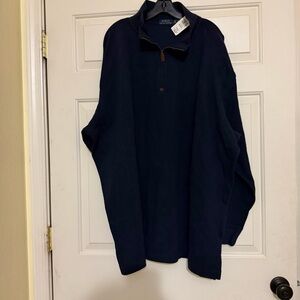 NWT Polo by Ralph Lauren Men’s Navy Quarter-Zip Pullover Sweatshirt Size 3XL